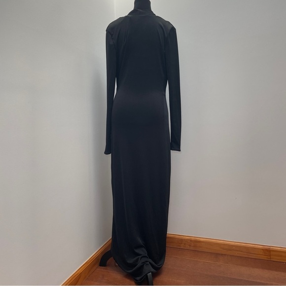 NEW! House of CB- SASKIA Black Draped Maxi Dress Size Large Plunge Neckline - Picture 11 of 15